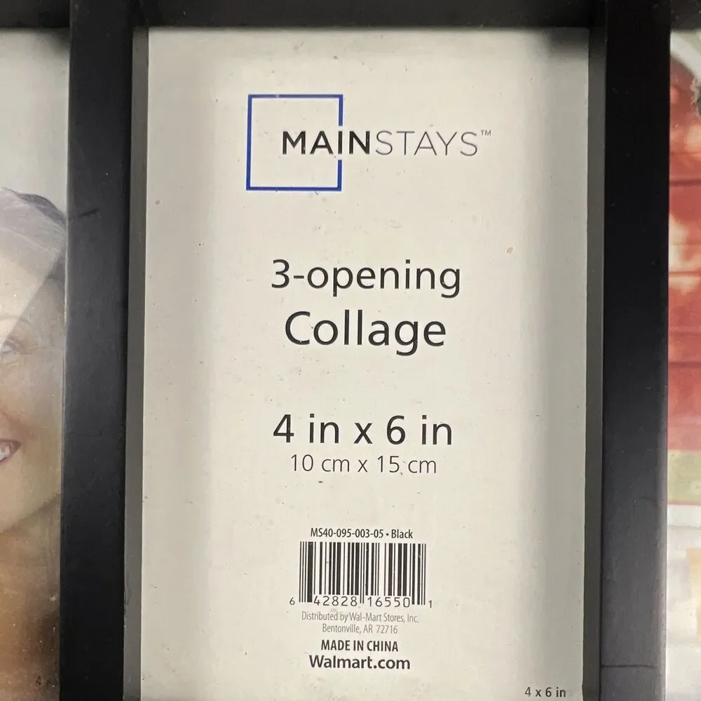 Mainstays Black 3-Opening Collage Picture Frame, Holds 3 4x6 Photos